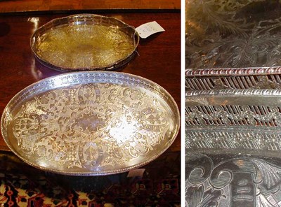 Lot 336 - Two Sheffield Silver Plated Galleried Trays