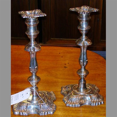 Lot 340 - Pair of English Silver Candlesticks Weighted.