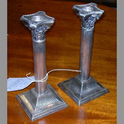 Lot 342 - Pair of Georgian Style Silver Plated Candlesticks
