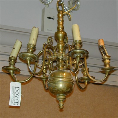 Lot 389 - Baroque Style Brass Six-Light Chandelier