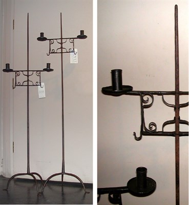 Lot 188 - Pair of Gothic Revival Wrought Iron Two-Light...