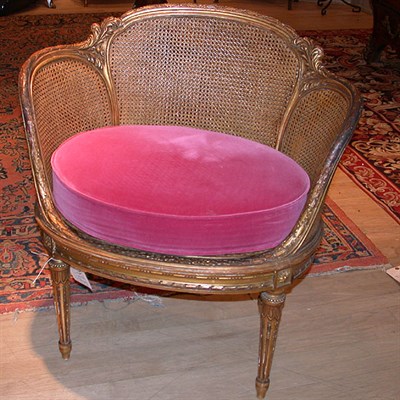 Lot 333 - Louis XVI Style Gilt Carved Wood Bergere With...