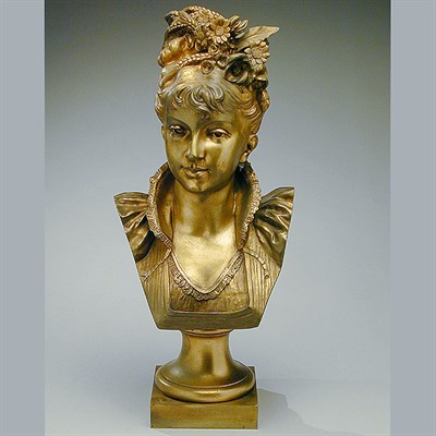 Lot 188 - Gilt-Bronze Bust of a Woman A. Rolle In...