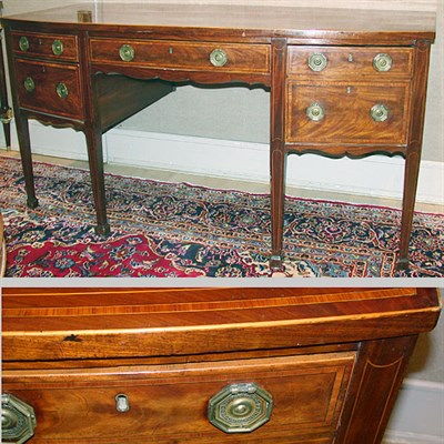Lot 447 - George III Inlaid Mahogany Bow-Front Sideboard