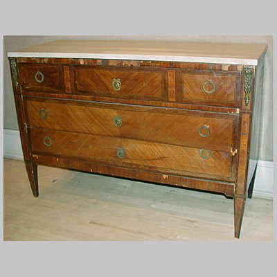 Lot 345 - Louis XVI Style Marble Top Mahogany Commode