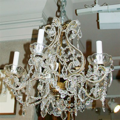 Lot 498 - Pair of Louis XV Style Cut Glass Five-Light...