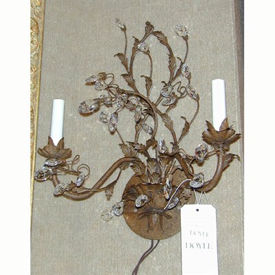 Lot 401A - Pair of Louis XV Style Wrought Metal and Cut...