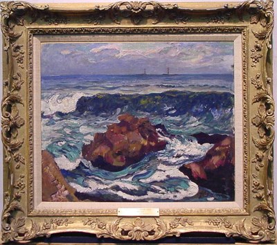 Lot 73 - Richard Hayley Lever 1876-1958 ROCKS AND SURF,...