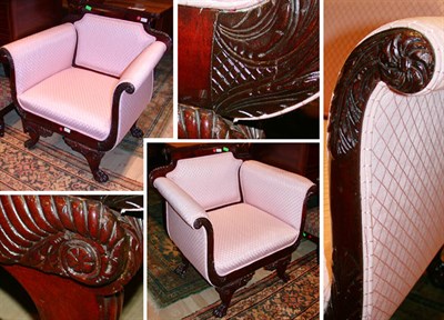 Lot 272 - Pair of Regency Style Upholstered Mahogany...