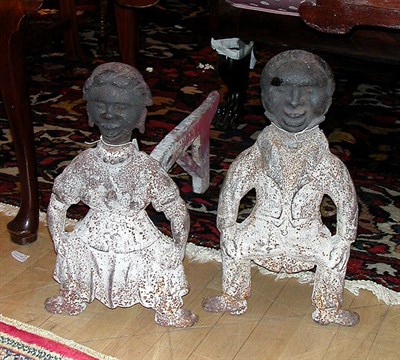 Lot 169 - Pair of Cast Iron Figural Andirons Each in the...