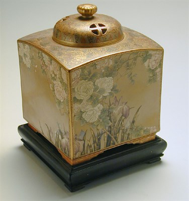 Lot 469 - Satsuma Pottery Covered Vase Of square section,...