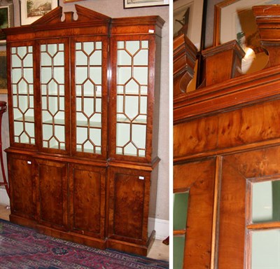 Lot 516 - Georgian Style Yewwood Breakfront Bookcase...