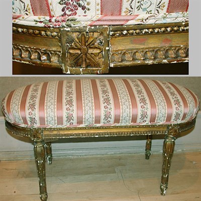 Lot 433 - Louis XVI Style Gilt Carved Wood Stool Of oval...
