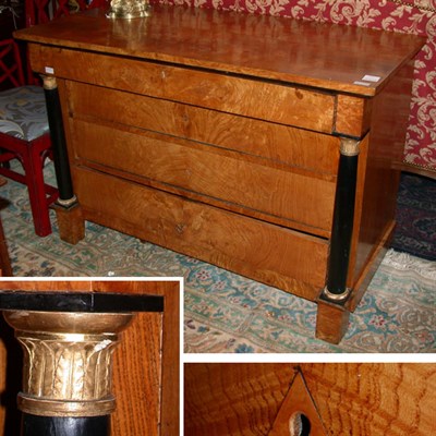Lot 527 - Empire Parcel Gilt and Ebonized Fruitwood Commode