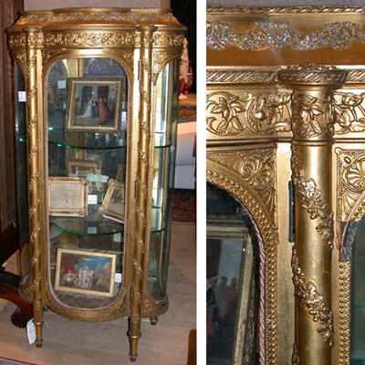 Lot 413 - Louis XVI Gilt Carved Wood Vitrine Of lobed...