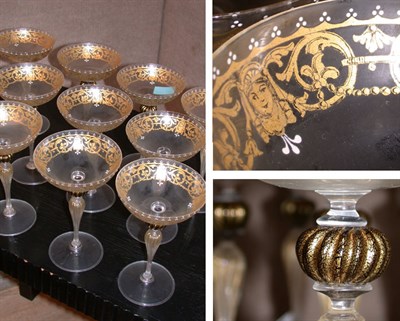 Lot 376 - Set of Ten Venetian Glass Champagne Goblets...