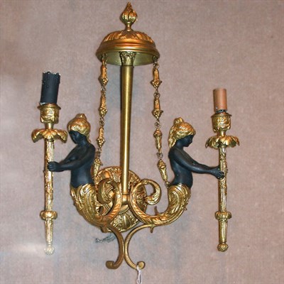 Lot 374 - Pair of Rococo Style Gilt and Patinated-Bronze...