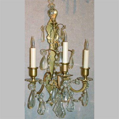 Lot 372 - Set of Six Rococo Style Brass Three-Light...