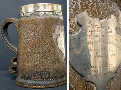 Lot 290 - American Silver Mounted Leather Tankard Of...