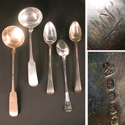 Lot 413 - Two Sterling Silver Punch Ladles and Three...