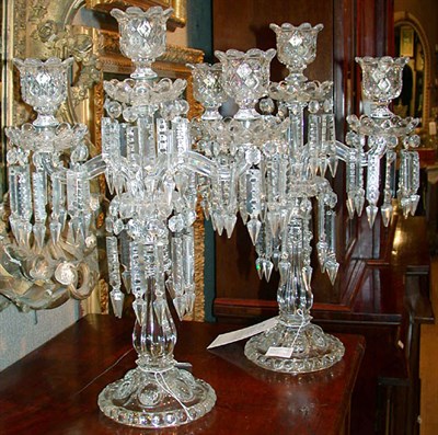 Lot 582 - Pair of Baccarat Style Colorless Cut Glass...