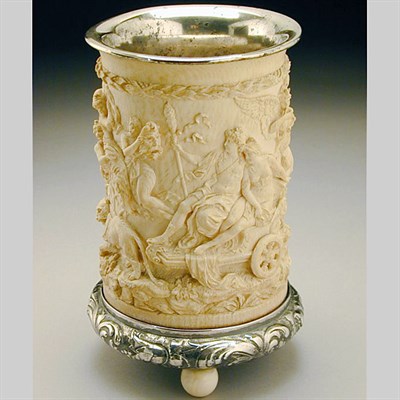 Lot 312 - Continental Silver-Mounted Ivory Vase Of...