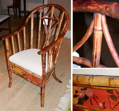 Lot 544 - Victorian Lacquered and Upholstered Bamboo...