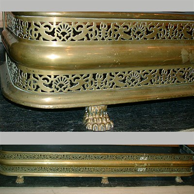 Lot 210 - Georgian Style Brass Fire Fender with Brass...