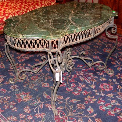 Lot 709 - Rococo Style Marble Top Wrought Iron Center Table