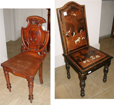 Lot 316 - Victorian Mahogany Hall Chair Together with an...
