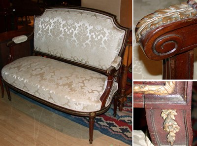 Lot 541 - Louis XVI Style Upholstered Parcel Gilt Walnut...