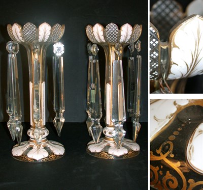 Lot 273 - Pair of Victorian Enamel Decorated Lustre...