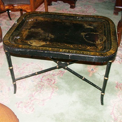 Lot 577 - Regency Style Tole Painted Tray on Stand