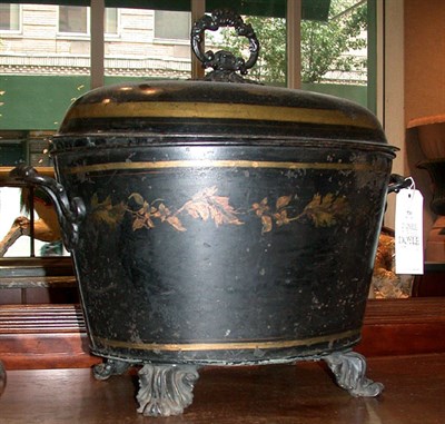 Lot 510 - Victorian Tole Painted Covered Coal Bucket