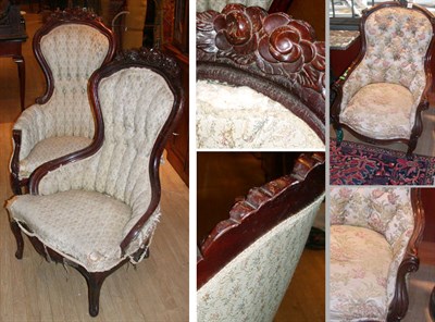 Lot 526 - Group of Three Victorian Upholstered Rosewood...
