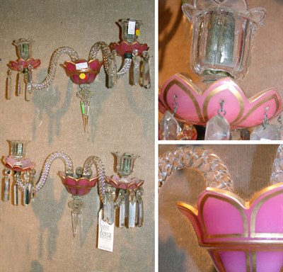 Lot 428 - Pair of Victorian Pink and Colorless Gilt...