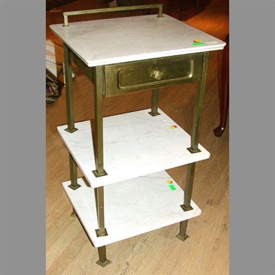 Lot 447 - Georgian Style Brass and Marble Three-Tier...