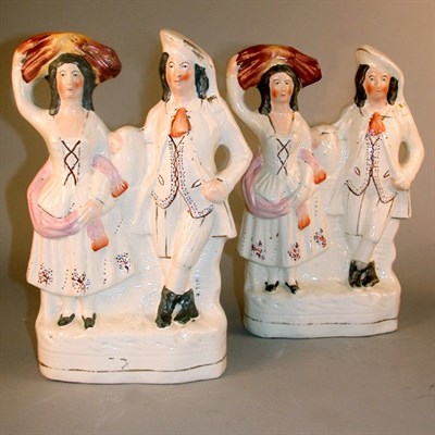 Lot 546 - Pair of Staffordshire Pottery Figural Groups