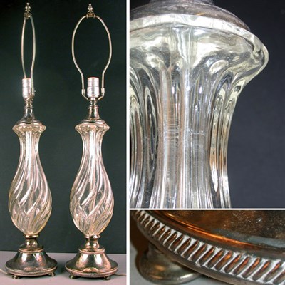 Lot 436 - Pair of Georgian Style Colorless Glass and...