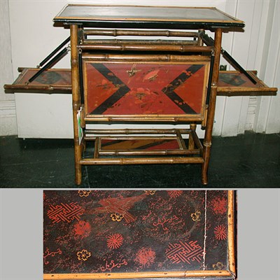 Lot 150 - Victorian Bamboo and Lacquer Folding Side Table