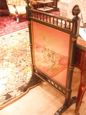 Lot 379 - Victorian Gilt Incised Ebonized Needlepoint...