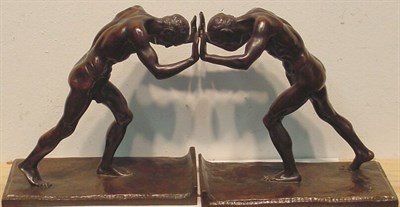 Lot 100 - Isadore Konti 1862-1938 PUSHING MEN, PAIR OF...