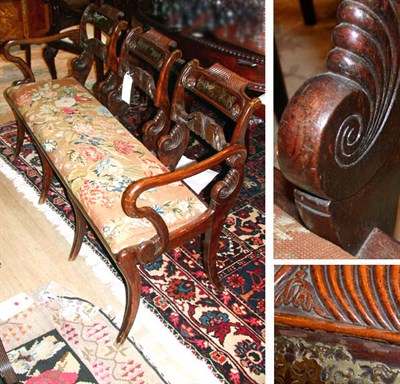 Lot 551 - Regency Style Brass Inlaid Upholstered...