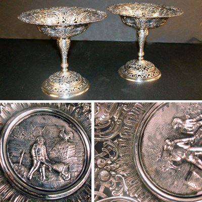 Lot 403 - Pair of Rococo Style Continental Silver Tazzas...