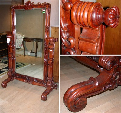 Lot 301 - Rococo Revival Mahogany Cheval Mirror
