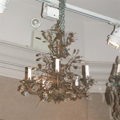 Lot 441 - Pair of Rococo Style Wrought Metal and Cut...