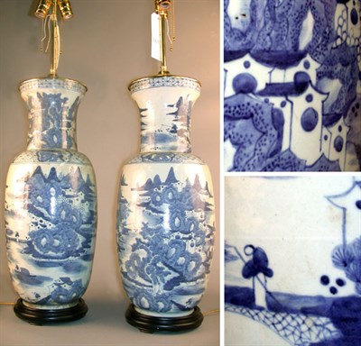 Lot 561 - Pair of Chinese Blue and White Porcelain Vases...