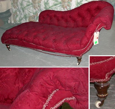 Lot 193 - Victorian Tufted Upholstered Mahogany Chaise...