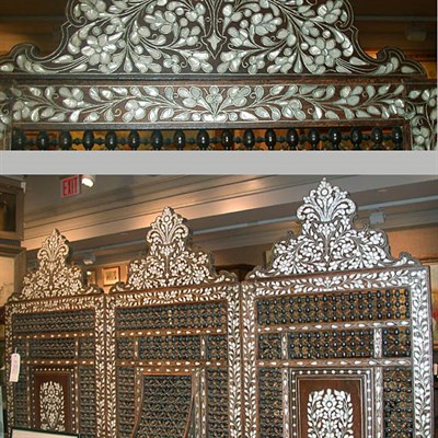 Lot 260 - Middle Eastern Inlaid Hardwood Three-Fold Screen