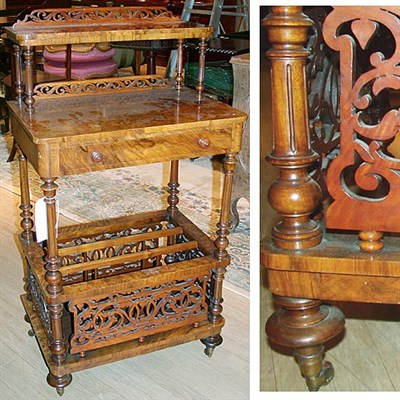 Lot 450 - Victorian Burl-Wood and Mahogany Side Table...